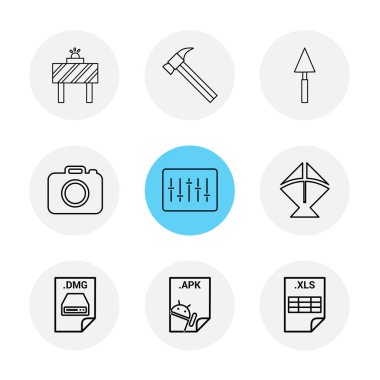 Beyaz arka plan üzerinde farklı minimalist düz vektör app simgeleri