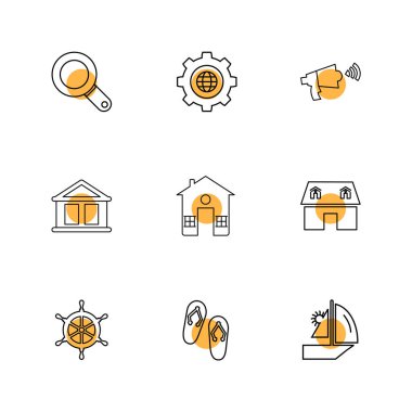 beyaz zemin üzerine minimalist düz vektör app simge kümesi