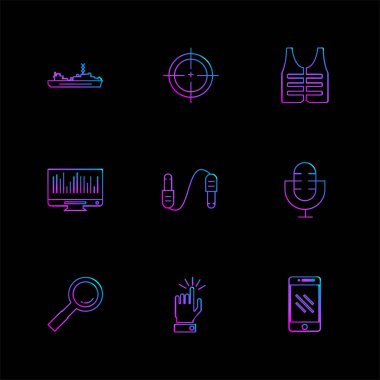 farklı minimalist düz vektör app simgeler siyah arka plan üzerine