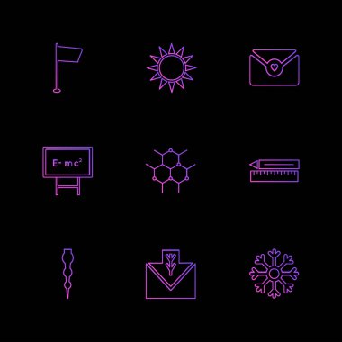 siyah arka plan üzerine minimalist düz vektör app simge kümesi