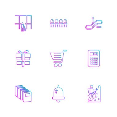 beyaz zemin üzerine minimalist düz vektör app simge kümesi