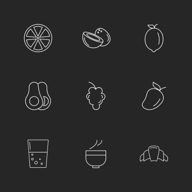 farklı minimalist düz vektör app simgeler siyah arka plan üzerine