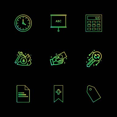 minimalist düz vektör app simgeler siyah arka plan üzerine