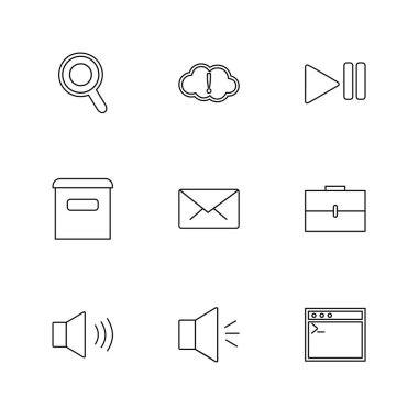 Beyaz arka plan üzerinde farklı minimalist düz vektör app simgeleri