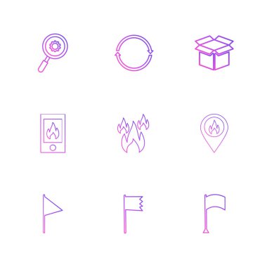 beyaz zemin üzerine minimalist düz vektör app simge kümesi