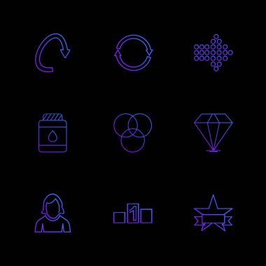 farklı minimalist düz vektör app simgeler siyah arka plan üzerine