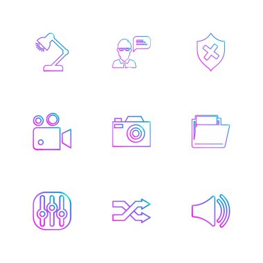 rozetleri simgeler, rasgele koleksiyonu ayarla basit düz app simgeleri ve logotypes, vektör çizim