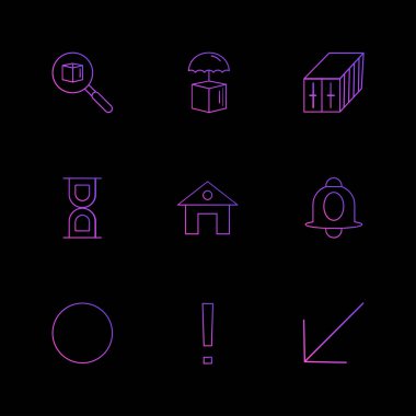 farklı minimalist düz vektör app simgeler siyah arka plan üzerine