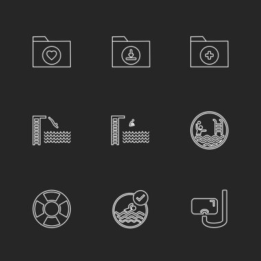 farklı minimalist düz vektör app simgeler siyah arka plan üzerine