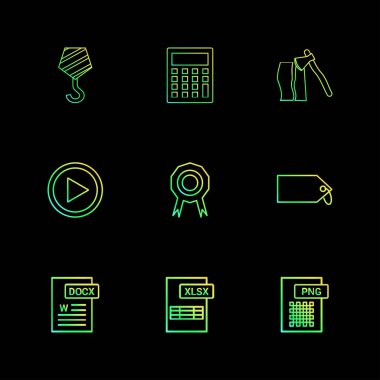 minimalist düz vektör app simgeler siyah arka plan üzerine 