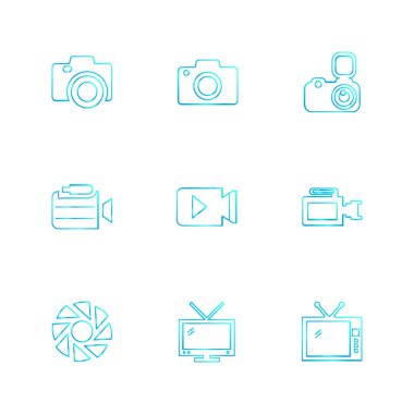 Beyaz arka plan üzerinde renkli minimalist düz vektör app simgeleri