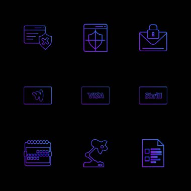 farklı minimalist düz vektör app simgeler siyah arka plan üzerine