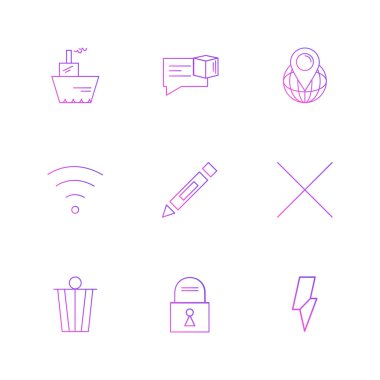 Beyaz arka plan üzerinde farklı minimalist düz vektör app simgeleri