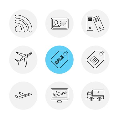 Beyaz arka plan üzerinde farklı minimalist düz vektör app simgeleri