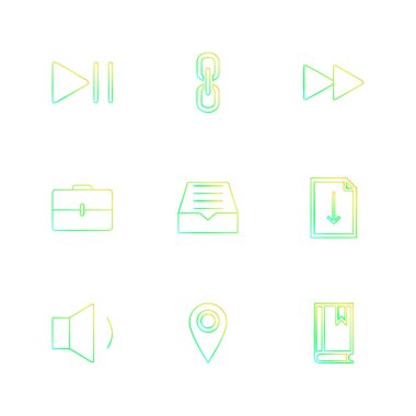 Beyaz arka plan üzerinde izole minimalist düz vektör app simgeleri