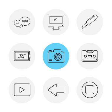 Beyaz arka plan üzerinde farklı minimalist düz vektör app simgeleri