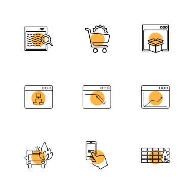 iş ikonları/simgeleri, basit düz app simgelerin vektör çizim ayarla