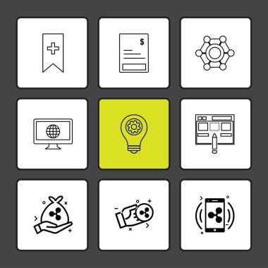 minimalist düz vektör app simgeleri beyaz kareler