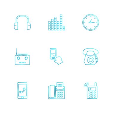 Beyaz arka plan üzerinde farklı minimalist düz vektör app simgeleri