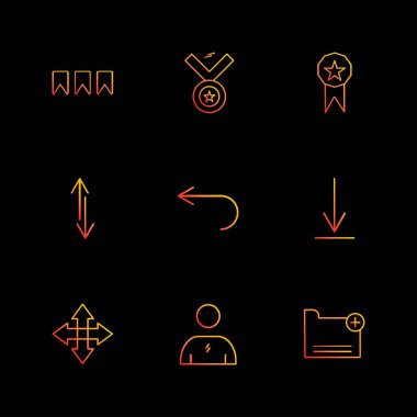 farklı minimalist düz vektör app simgeler siyah arka plan üzerine