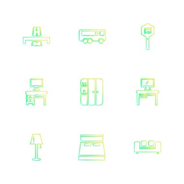 Beyaz arka plan düz app simgeler, vektör çizim kümesi ile