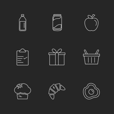 farklı minimalist düz vektör app simgeler siyah arka plan üzerine