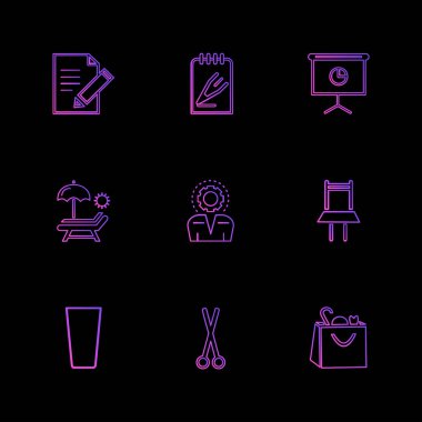 farklı minimalist düz vektör app simgeler siyah arka plan üzerine