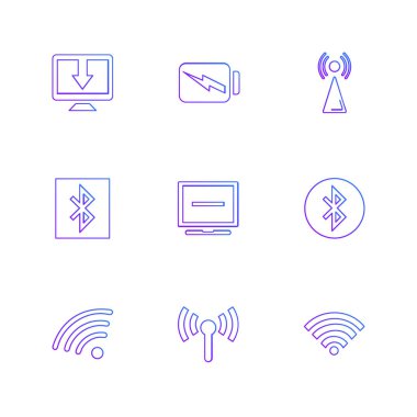 Beyaz arka plan üzerinde farklı minimalist düz vektör app simgeleri