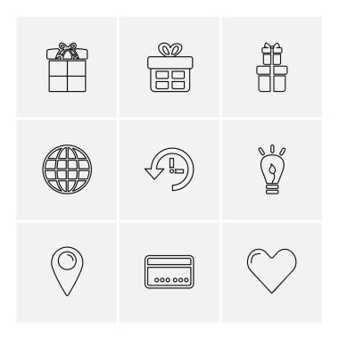 Farklı minimalist düz vektör app simgeleri, iş, para, finans kavramı 