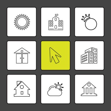 farklı minimalist düz vektör app simgeler siyah arka plan üzerine