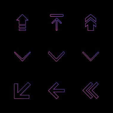 siyah arka plan üzerine minimalist düz vektör app simge kümesi