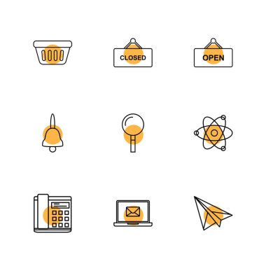 Beyaz arka plan üzerinde farklı minimalist düz vektör app simgeleri