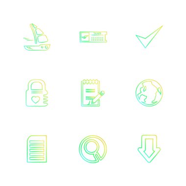 beyaz zemin üzerine minimalist düz vektör app simge kümesi