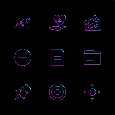 farklı minimalist düz vektör app simgeler siyah arka plan üzerine