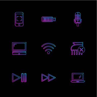 minimalist düz vektör app simgeler siyah arka plan üzerine 