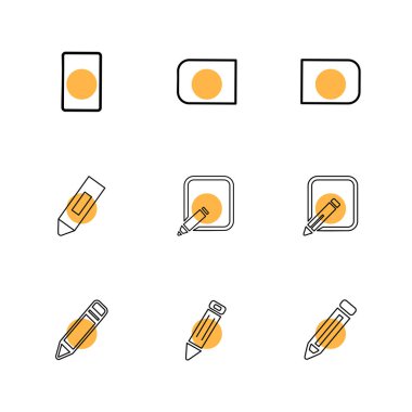 Beyaz arka plan üzerinde renkli daireler ile minimalist düz vektör app simgeleri