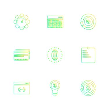 Beyaz arka plan üzerinde farklı minimalist düz vektör app simgeleri