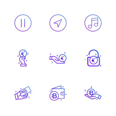 Beyaz arka plan üzerinde farklı minimalist düz vektör app simgeleri
