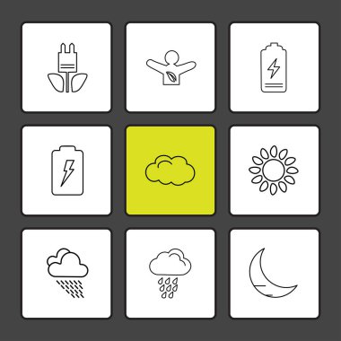 minimalist düz vektör app simgeler siyah arka plan üzerine 