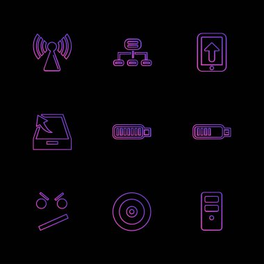 minimalist düz vektör app simgeler siyah arka plan üzerine