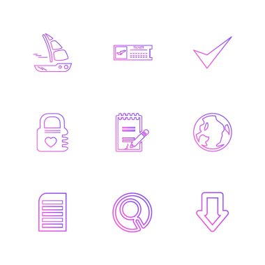 Beyaz arka plan üzerinde farklı minimalist düz vektör app simgeleri