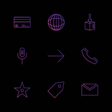 farklı minimalist düz vektör app simgeler siyah arka plan üzerine