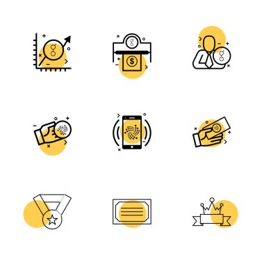 Beyaz arka plan üzerinde renkli minimalist düz vektör app simgeleri