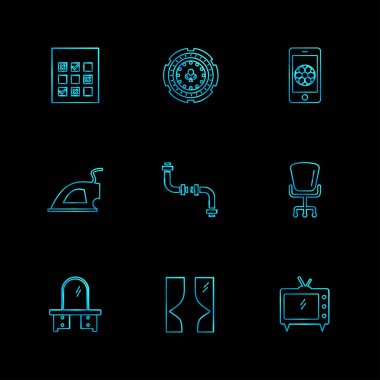 farklı minimalist düz vektör app simgeler siyah arka plan üzerine