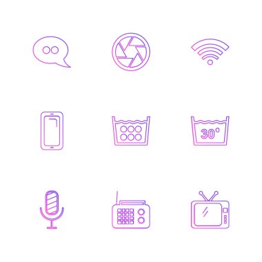 Beyaz arka plan üzerinde farklı minimalist düz vektör app simgeleri