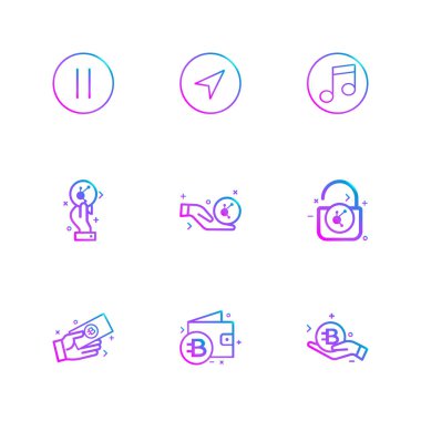 Farklı minimalist düz vektör app simgeleri, iş, para, finans kavramı 