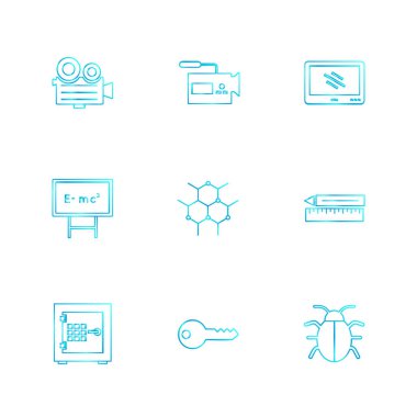 Beyaz arka plan üzerinde farklı minimalist düz vektör app simgeleri