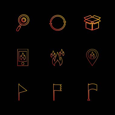 farklı minimalist düz vektör app simgeler siyah arka plan üzerine