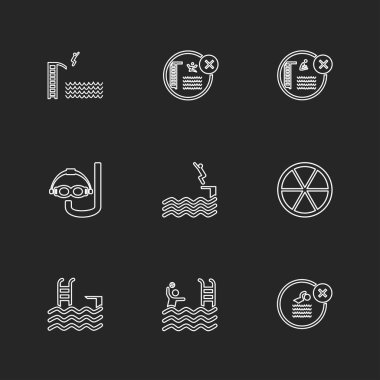 farklı minimalist düz vektör app simgeler siyah arka plan üzerine