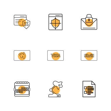 rozetleri simgeler, rasgele koleksiyonu ayarla basit düz app simgeleri ve logotypes, vektör çizim